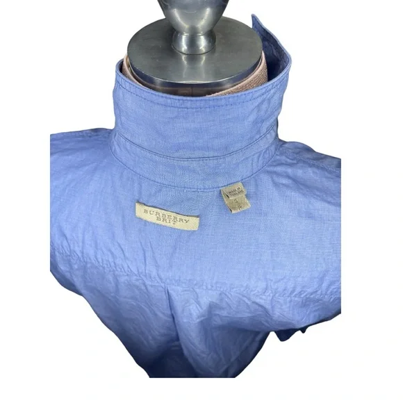 BURBERRY Men's Blue Linen Long Sleeve Button Down Shirt US S - Picture 6 of 11